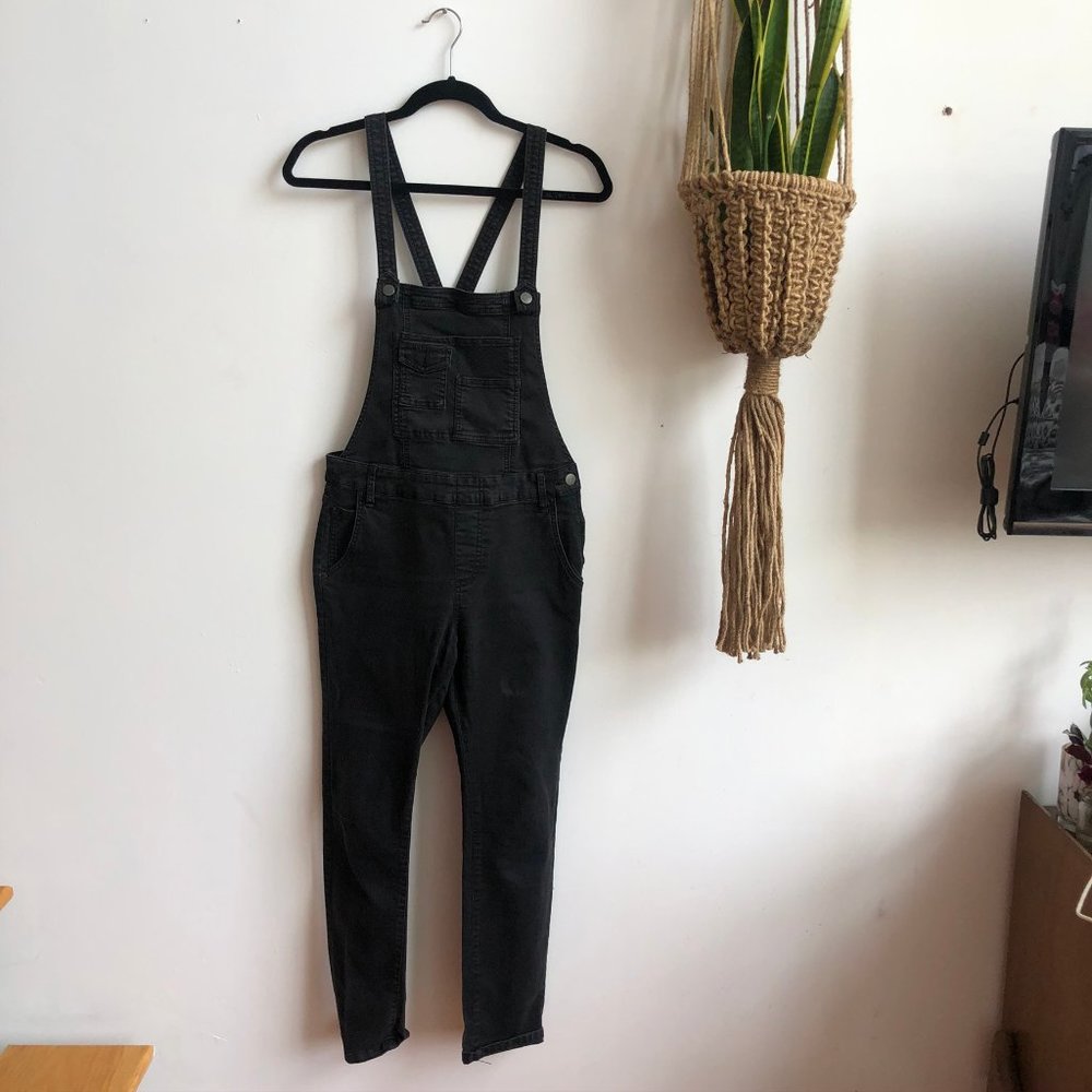 Free People Washed Denim Overall Black Size 28